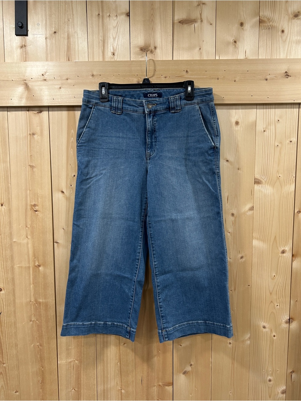 Chaps Mid-Rise Crop Wide Leg Denim Jeans Blue - Size 10